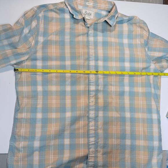 Bixby Pastel Blue White Plaid Button Down Men's Large Tall - Picture 3 of 5